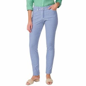 J. McLaughlin Women Sz‎ 8 Blue and White Houndstooth Pants Jeans
